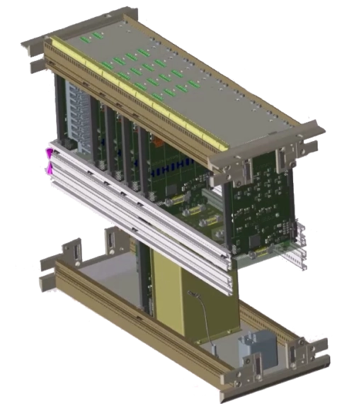 Assemblage modulaire de cartes électroniques dans un rack serveur.