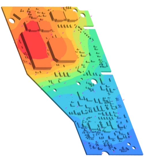 Modèle 3D rectangulaire soumis à un chargement thermique sous Simsolid avec gradients de température.