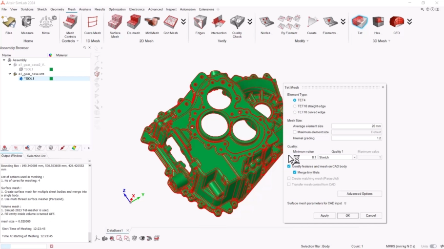 Création d'un mesh rapide sur Simlab