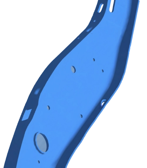 Simulation numérique par éléments finis sous SimSolid montrant une analyse de fatigue aléatoire sur une pièce mécanique métallique.