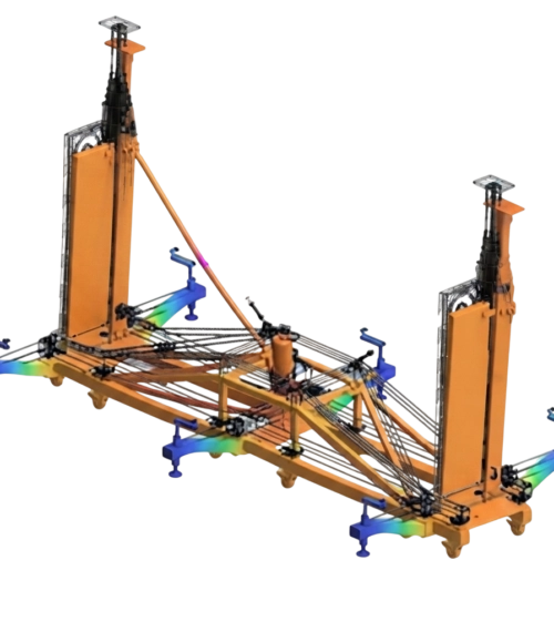 Simulation structurelle d'un assemblage mécanique sous Simsolid avec analyse des déplacements.