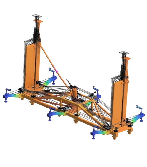Simulation structurelle d'un assemblage mécanique sous Simsolid avec analyse des déplacements.