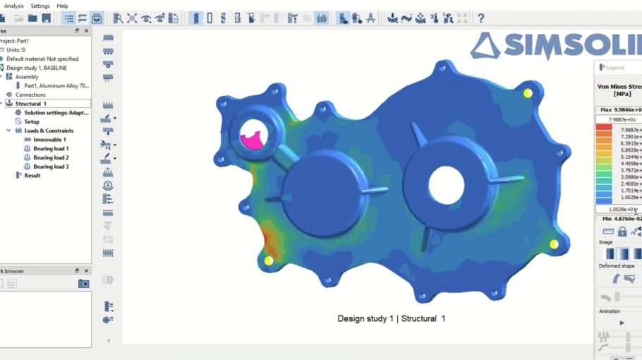 Analyse structurelle statique d'un engrenage avec SimSolid