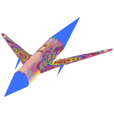 Modèle de simulation par éléments finis d'un aéronef affiché dans Simcenter HyperView.